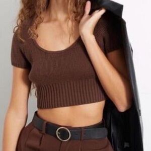 L.A Hearts Pacsun Brown Sweater Crop Top